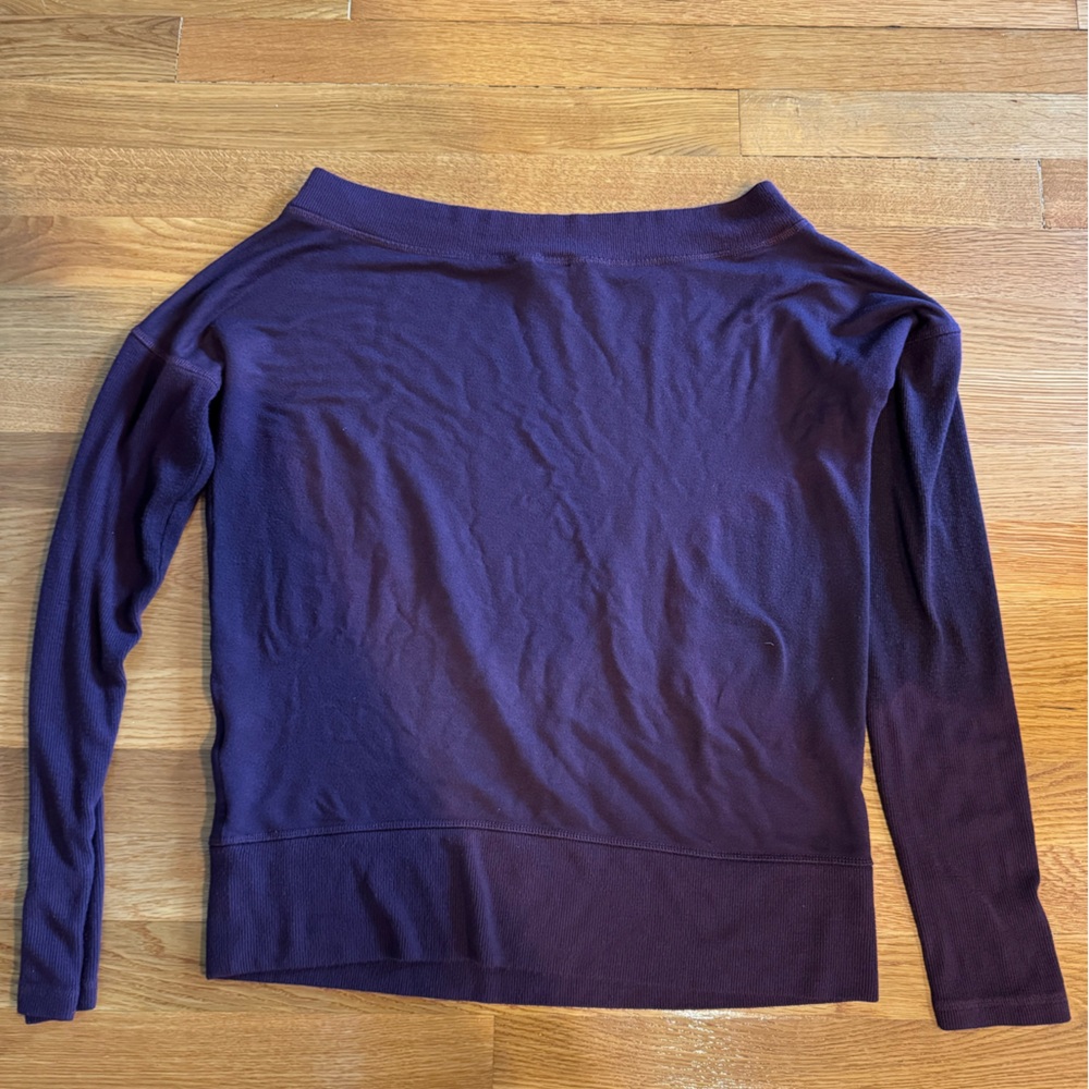 Athleta L/S Ballet/Boat/Wide Neck Knit Top Deep Burgundy/Eggplant M